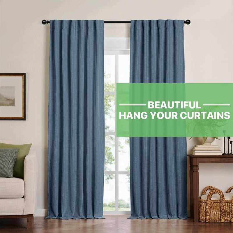 ATUHOLA Black Curtain Rods for Windows 48 to 84, Adjustable Curtain Rod Set with Brackets Easy Install, Decorative Slender 5/8 Diameter Drapery Rod, Heavy Duty Drape Pole for Bedroom, Living Room - Image 2